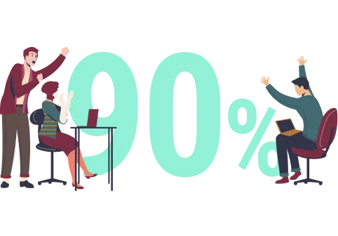 定着率90%以上を実現のイラスト